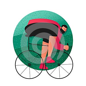 Modern illustration of a man riding a Bicycle in sports equipment